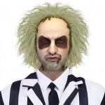 Roheline parukas kiilakorgiga Klouni l&uuml;hike lokkis parukas Roheline kohev laineline parukas Peo cosplay parukad Halloweeni parukas Meestele, 6-tollised s&uuml;nteetilised parukad green-6inches