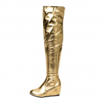 FOREADA Naiste reieni saapad &Uuml;mar nina K&otilde;rgust suurendavad Volditud T&otilde;mblukuga Metallik Pikad Saapad Daamide Moodsad Jalan&otilde;ud S&uuml;gis Talv 43 34 kuld