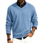 Men's V-neck long-sleeved ribbed knit pullover M