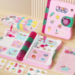 Printsess T&uuml;drukute P&auml;evik M&auml;nguasi Luku ja V&otilde;tmetega, Pliiatsiteritaja, Kustukumm, Kleebis, &Otilde;ppevahendid, M&auml;nguasi Kingitus Laps T&uuml;drukule 3 14 aastat roosa