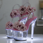 Valgustusega Stiletto Kontsaga Sandaalid Naistele &Uuml;lik&otilde;rged 17cm Moelava Moemudel Paks Tald Seksikad Klubipeo Kingad 34 roosa