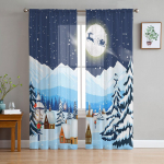 Talvine lumine p&auml;ev Oksad &Scaron;ifoonist l&auml;bipaistvad kardinad elutuppa Magamistoa Kodukaunistus Aken Voile t&uuml;llkardinad 1 PCS W100XH250cm&Grommet Top