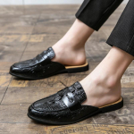 Meeste Kingad Vabaaja Meeste Kvaliteetsed Krokodillinahast Mustriga Mokassiinid Nahast Poolikud Sussid Peale T&otilde;mmatavad Kingad Meeste Suvised Zapatillas Hombre Mees 40 must