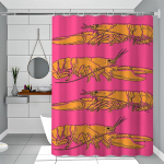 Retro K&ouml;&ouml;k Kala Sinine Sardiinid Punane Krabi Tuunikala Lihtne Du&scaron;ikardin Vannitoa Du&scaron;ikardin Lihtsalt Puhastatav H&otilde;&otilde;rutav Kerge L&auml;bipaistmatu 150x180 cm