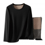 Pikkade varrukatega termopesu meestele, fliisvoodriga aluskihtide komplekt k&uuml;lma ilma jaoks, pehme veniv pealmine ja alumine komplekt 4XL must