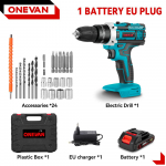 ONEVAN 25+3 p&ouml;&ouml;rdemomendiga elektriline l&ouml;&ouml;kpuur Multifunktsionaalne 2 k&auml;iguga juhtmeta haamripuur T&ouml;&ouml;riist Makita 18V akule 1Battery-Blue A