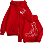 Piiratud kogus Korn Rock B&auml;ndi Merch T&otilde;mblukuga Hupparid Muusikaalbumi Tr&uuml;kis T&otilde;mblukuga Dressipluusid Mehed Naised K&otilde;rge Kvaliteediga Mood Pulloverid S punane