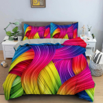 Geomeetrilise Prindiga Voodipesukomplekt V&auml;rvilised Triibud Tekikott T&otilde;mblukuga Kuninganna Kuninga Suurus Tekikate Teismelistele T&auml;iskasvanutele 135x200cm-2pcs
