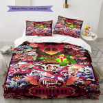 Hazbin Hotel Muster Voodipesu Tekikott Komplekt Tekikott Padjap&uuml;&uuml;r Kodu Kaunistus S&uuml;nnip&auml;evakingitus (1 * tekikott + 2 * padjap&uuml;&uuml;ri, ilma s&uuml;damikuta) 135x200cm