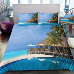 Kaunis Ookeani Voodipesu Komplekt 3D Digitr&uuml;kk Ranna Kookospalmi Metsa Tekikoti Komplekt Suvemagamistoa Tekikate Padjap&uuml;&uuml;r EU Single(135*200cm)3pcs