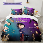 Coraline'i mustriga voodipesu komplekt Tekikott Padjap&uuml;&uuml;r Kodu kaunistus Kingitus (1 * tekikott + 2 * padjap&uuml;&uuml;ri, ilma s&uuml;damikuta) 135x200cm