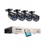 Syst&egrave;me de vid&eacute;osurveillance - BAZARLAND30 - ZOSI - 4 cam&eacute;ras - HDD 2 To - Vision nocturne IP66