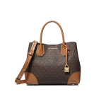 Michael Kors Mercer Gallery Vintage Lilleline Prindi V&auml;rviplokk T&auml;helogo Kaetud L&otilde;uend Sarvekott &Otilde;lakott Totes V&auml;ike 30F1GZ5S5B-BRN-ACORN Basic Set (Bag+Dust Bag)