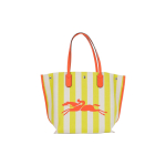 Longchamp Le Roseau Essential 32 Hobuse muster Klipskinn Puuvillane l&otilde;uend Nahast &auml;&auml;rtega K&auml;sikott Naiste K&auml;sikotid Kollane Valge 10090HCSH30 Yellow & White yellow