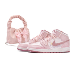 Jordan Air Jordan 1 Mid top Vintage Basketball Shoes Women's White Pink DQ8423-616(Team-S-BOX) 36