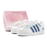 Adidas Originals Superstar 2 Couple's, Romantic Favor, Ice Blue Heart, Mismatched Color Low top Skateboard Shoes Unisex JH9976(TeamS2-S-BOX) 35⅔