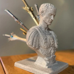 3D-prinditud Julius Caesari kuju Kontorilaua pliiatsihoidja Kontorilaua korraldaja Kontori dekoratiivpliiats Rack Kingitus Kirjatarbed &otilde;petaja kingitus marmor