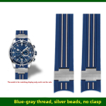 Naturaalsest kummist kellarihm 22 mm kumer Ulysse Nardin 263-10-3/93 263 DIVER jaoks Silikoonrihm Kokkupandav pandlaga Veekindlad k&auml;ev&otilde;rud 22mm for 44mm Dial gray