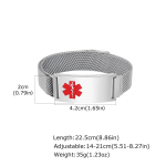 Meditsiinilise h&auml;ire ID-k&auml;ev&otilde;rud meestele Roostevabast terasest Reguleeritav magnetiline kellarihm Graveeritav Kohandatav k&auml;ev&otilde;ru Veekindel ehtekunst custom 1 side white