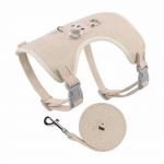 Armas lemmikloomade rakmete jalutusrihma komplekt v&auml;ikestele keskmistele koertele kasside jalutusrihm Chihuahua j&auml;nkuvesti rakmed puudli kaelarihma rihm koera tarvikud (Beige,S) beež
