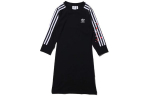 Adidas Originals Klassikaline 3-pakiline triipude kollektsioon Pikkade varrukatega kleidid Naiste &Uuml;mmarguse kaelusega M&otilde;&otilde;dukas keskmine pikkus GK7168 32