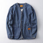 Jaapan Retro Tugev Pesu T&ouml;&ouml;riided R&otilde;ivad Puuvillane Denim Jakk Meeste Trendikas Kardigan Topp Taoistlik R&uuml;&uuml; Meeste Jakk M tumesinine v&auml;rv