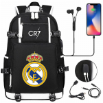 CR7 Seljakott - USB-laadimisega, Must, Suure mahutavusega Koolikotid teismelistele - Veekindel, Ruumikas Reisi-s&uuml;learvuti Mochilas meestele ja naistele