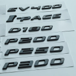 EV400 I-PACE D140 D180 D250 P200 P250 P300 P340 P350 P380 T&auml;hed Numbrid Auto Pagasiruumi Embleem Nimesilt Logo Kleebis Must Kroom P380