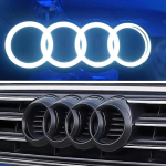 Audi S66 jaoks Auto LED-v&otilde;re staatiline olek Must h&otilde;bedane Rinnam&auml;rk Embleem AUDI Logo Valgus AUDI A3 A4 A5 A6 A7 A8 S3 S4 S5 S6 S7 Q3 Q5 Q7 jaoks 249mm h&otilde;be