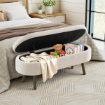 Multifunktsionaalne hoiupink, &Scaron;enillkangas, Puidust jalad, Puidust raam, 20L hoiuruum, 110x40x42cm, Magamistuba, Elutuba, Kingapink, Esik, Beež 110 x 40 x 42 cm beež