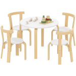 Lauakomplekt toolidega lastele 3-8 aastat 5 tk &uuml;marate servadega valgest puidust 60 x 60 x 50 cm
