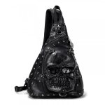 3D reljeefne kolju crossbody kott PU nahast &otilde;lakott meestele naistele veekindel punk stiil Black black