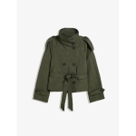 Naiste vintage l&uuml;hike rev&auml;&auml;riga trenchcoat - disaineri kahe n&ouml;&ouml;biga v&ouml;&ouml;ga pikkade varrukatega mitmek&uuml;lgne vabaaja jakk &uuml;ler&otilde;ivas S armee roheline v&auml;rv