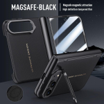 IPhone Duo 5G jaoks &Uuml;mbris Matt Nahk Magnetiline Traadita Laadimine Hinge Objektiivihoidik Karastatud Klaasiga P&otilde;rutuskindel KaitseKate iPhone Duo must