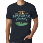 Meeste vintage tees&auml;rk Graafiline T-s&auml;rk Mountain Explorer Myanmar Navy XS kuristik