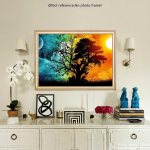 Teemantmaaling maastik Paar istumispuu t&auml;is &uuml;mmargune teemanttikandid 20X30CM