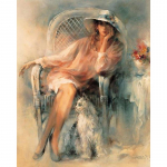 5D DIY Teemantmaal Elegantne daam ja tema kass 5D Tikand Ristpistes Mosaiik Rhinestone 20X30CM