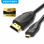 Vention Mciro HDMI-kaabel 3D 4K HDMI isane-mikro-HDMI-isa HDTV-kaabel nutitelefonidele tahvelarvutitele monitor 1M 1,5M 2M 1m must