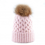 Naiste talvine nokam&uuml;ts Naistele soe kootud villane nokam&uuml;ts ehtsa karusnahaga PomPom Ball T&uuml;drukute m&uuml;tsid 55-58CM sinine