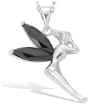 Les Tr&eacute;sors De Lily [B6407] - Pendentif Argent 'F&eacute;e Clochette' Noir argent&eacute; (rhodi&eacute;) - 20x27 mm must