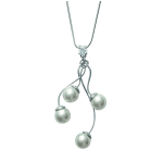 Les Tr&eacute;sors De Lily [D7999] - Collier Argent 'Printemps' blanc argent&eacute; (rhodi&eacute;) - 65 cm perles 9 mm h&otilde;be