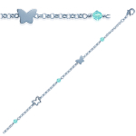 Les Tr&eacute;sors De Lily [G6313] - Bracelet Argent 'Ronde de Papillons' turquoise argent&eacute; - 8x5 mm t&uuml;rkiissinine