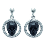 Les Tr&eacute;sors De Lily [J3116] - h&otilde;bek&otilde;rvar&otilde;ngad 'Skull' must h&otilde;be (roodiumiga kaetud) - 18x11 mm must