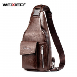 WEIXIER Meeste Crossbody kotid USB rinnakott Disainer Messenger kott PU nahast &otilde;lakotid Meeste v&auml;lireisid tumepruun v&auml;rv