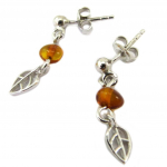 Les Tr&eacute;sors De Lily [P3314] - Boucles Argent 'Inspiration' Ambre (rhodi&eacute;) - 25x5 mm pruun