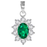Les Tr&eacute;sors De Lily [Q8847] - Pendentif argent 'Victorina' vert blanc argent&eacute; (rhodi&eacute;) - 12x10 mm roheline