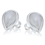 Les Tr&eacute;sors De Lily [R0789] - Boucles d'oreilles Argent 'Meghan' pierre de lune argent&eacute; (rhodi&eacute;) - 12x8 mm valge