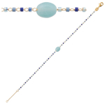 Les Tr&eacute;sors De Lily [R1116] - Bracelet Plaqu&eacute; Or 'Boho' vert bleu dor&eacute; (amazonite) - 8x6 mm roheline