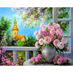 Teemantmaal 5D maalilised lilled teemantkunst tikandid ristpistes kodukaunistus 20X30CM