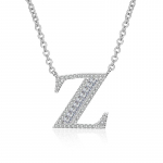 WWJ elegantne l&auml;ikiv kuubikujuline tsirkooniumoksiidoksiidoksiid, 26 esialgne nimi, kirjaga ripats kaelakee valge